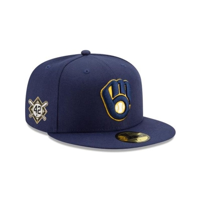 Milwaukee Brewers Gorra | New Era MLB Jackie Robinson Day 59fifty Fitted Cap Mexico - Azules